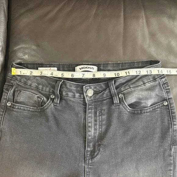 VIGOSS Womens Distressed Crop Jeans Size 27 Waist Straight Stretch Charcoal - Picture 11 of 16